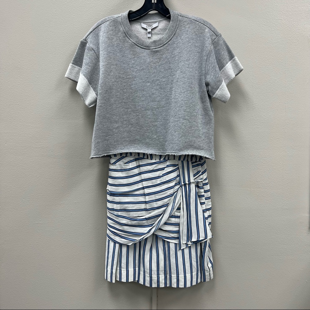 Derek Lam 10 Crosby 2 in 1 Stripe Tie Dress with Sweatshirt